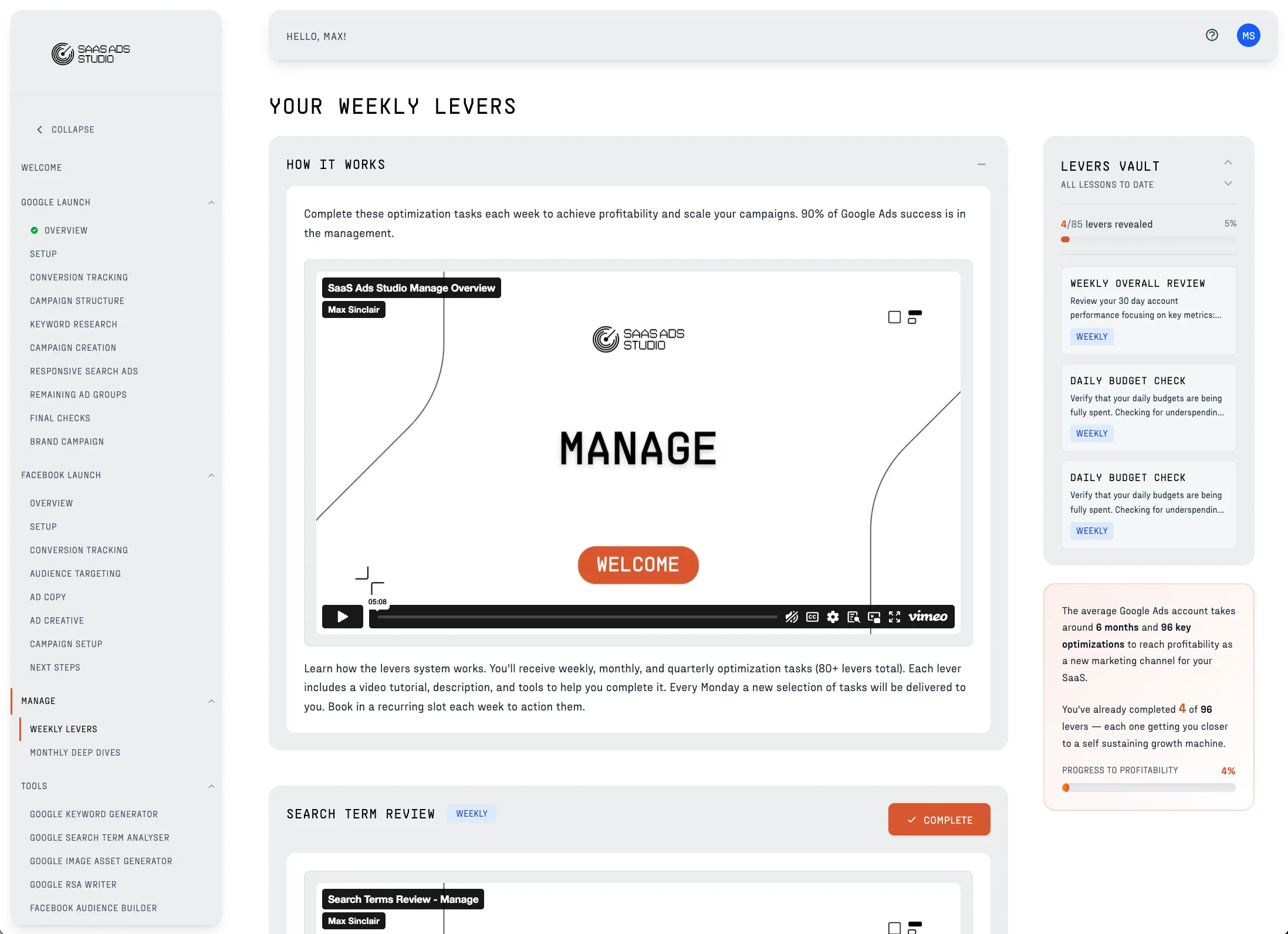 Weekly Management Dashboard